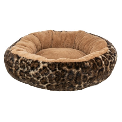 Trixie lit pour chien leo peluche ronde douce imprimé léopard marron