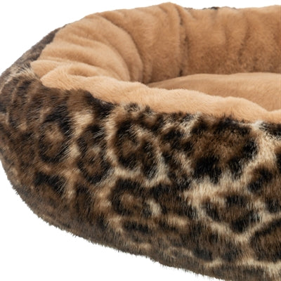 Trixie lit pour chien leo peluche ronde douce imprimé léopard marron