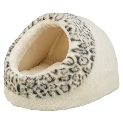 Trixie lit pour chat igloo leo peluche douce crème imprimé léopard