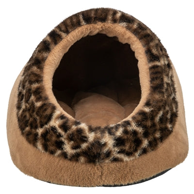 Trixie lit pour chat igloo leo peluche douce imprimé léopard marron