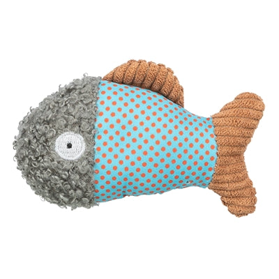 Tissu en peluche Trixie avec des poissons et de l'herbe à chat