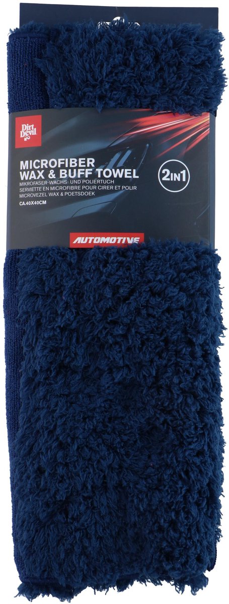 Dirt devil - cire microfibre et chiffon de nettoyage - voiture - 40x40cm - bleu foncé - 2 en 1