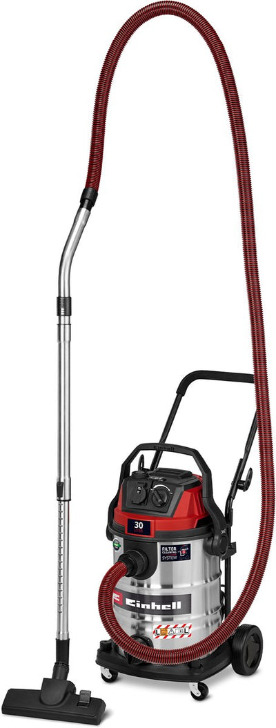 Aspirateur eau et poussière électrique Einhell te-vc 3080 sacl - 1150 w - 220 mbar - 30 l - rayon d'action de 8 m - classe de protection contre la poussière l - filtre plissé hepa incl. système de nettoyage de filtre - prise automatique : 2000 w