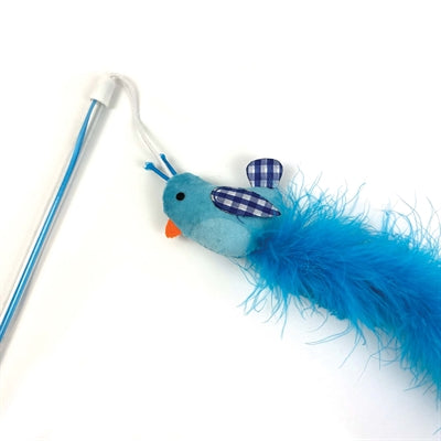 Happy pet tabby patch chat tige oiseau bleu