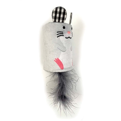 Happy pet tabby patch souris à cliquet et rouleau gris
