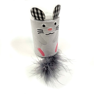 Happy pet tabby patch souris à cliquet et rouleau gris