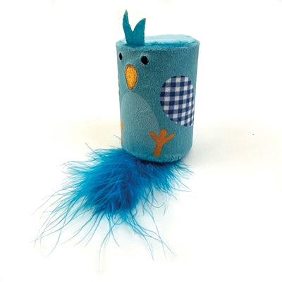 Happy pet tabby patch oiseau hochet et rouleau bleu