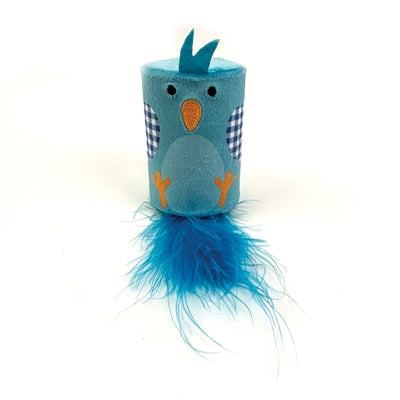 Happy pet tabby patch oiseau hochet et rouleau bleu