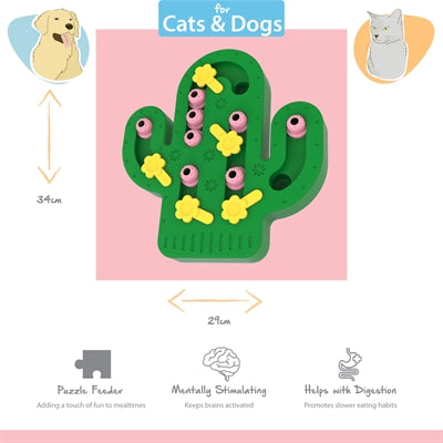Jouet d'intelligence de puzzle de cactus de patch tabby d'animal familier heureux