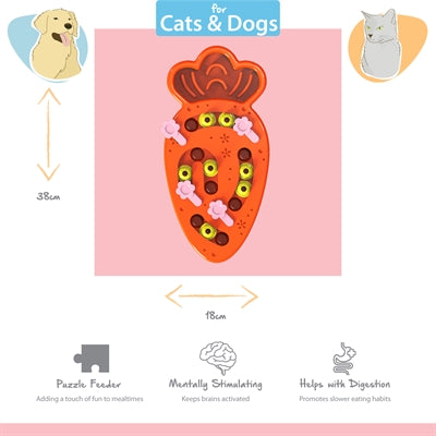 Jouet d'intelligence de puzzle de carotte de patch de tabby d'animal familier heureux