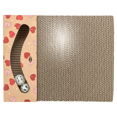 Trixie planche à gratter Valentine avec boules rectangulaire en carton abricot