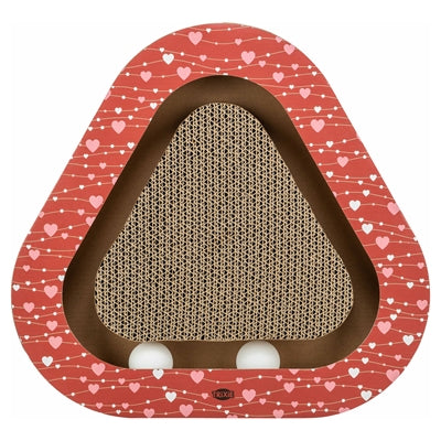 Trixie planche à gratter Valentine avec boules triangulaires en carton rouge