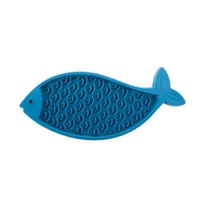 Tapis à lécher Martin poisson silicone bleu