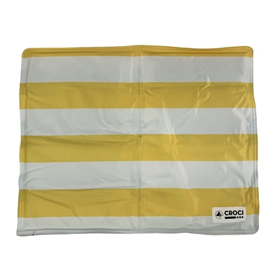 Tapis rafraîchissant Croci rayé double face bleu jaune blanc