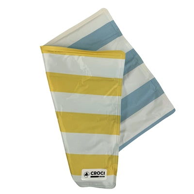 Tapis rafraîchissant Croci rayé double face bleu jaune blanc