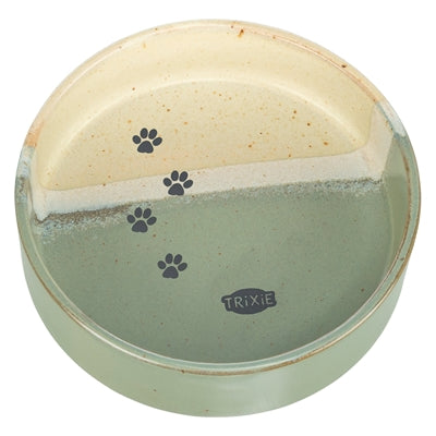 Trixie bol à nourriture abreuvoir avec empreinte de patte céramique vert beige