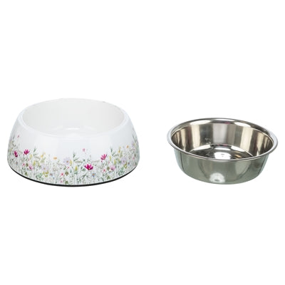 Trixie Bol à Nourriture, Abreuvoir, Motif Floral, Acier Inoxydable, Blanc, Multicolore