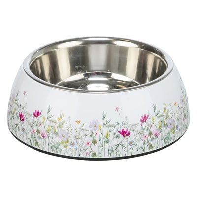 Trixie Bol à Nourriture, Abreuvoir, Motif Floral, Acier Inoxydable, Blanc, Multicolore