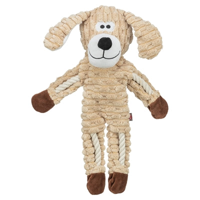 Peluche chien Trixie avec corde sable