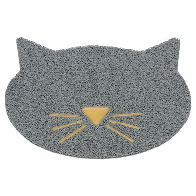 Trixie tapis de litière pour chat tête de chat PVC gris clair