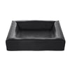 Bia lit artificiel en cuir couverture de chien panier noir