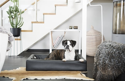 Bia lit artificiel en cuir couverture de chien panier noir