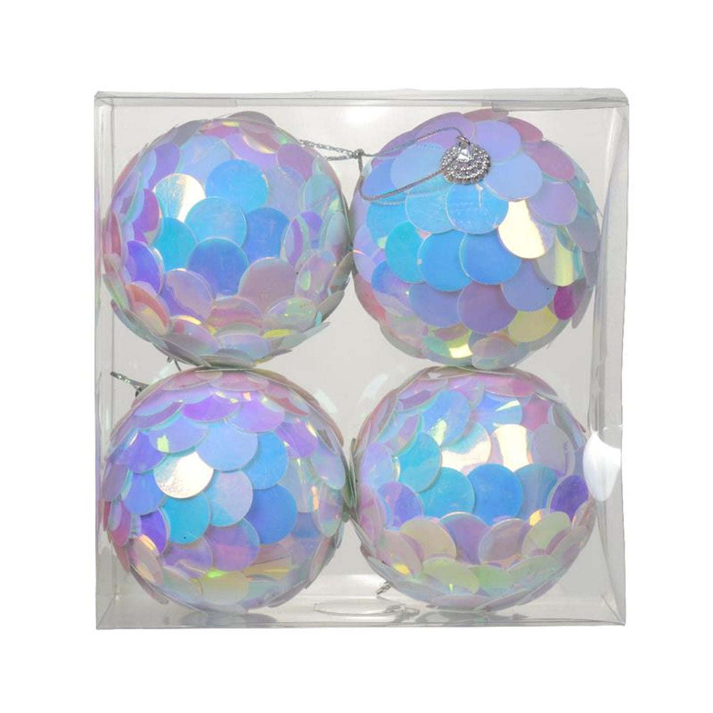 Decoris Boule de Noël paillettes irisées 8cm 4 pcs