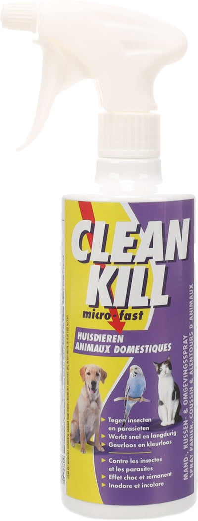 Spray anti-puces Flamingo - cleankill microfast spray 450ml - spray antiparasitaire - contre les puces - tiques - poux et acariens - pour meubles et tapis - ne pas utiliser sur les animaux - fabriqué en Europe