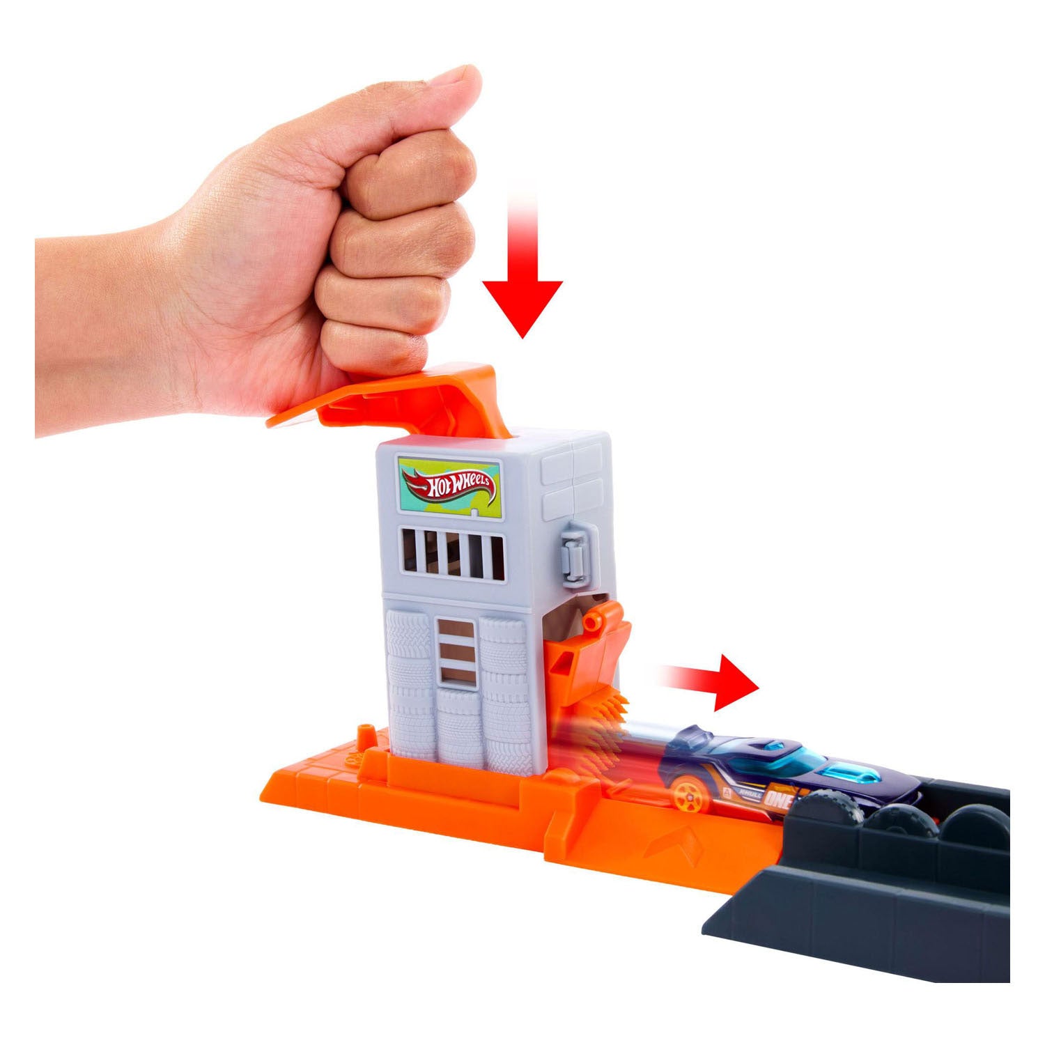 Ensemble de jeu d'attaque de gorilles de la ville Hot Wheels et voiture jouet