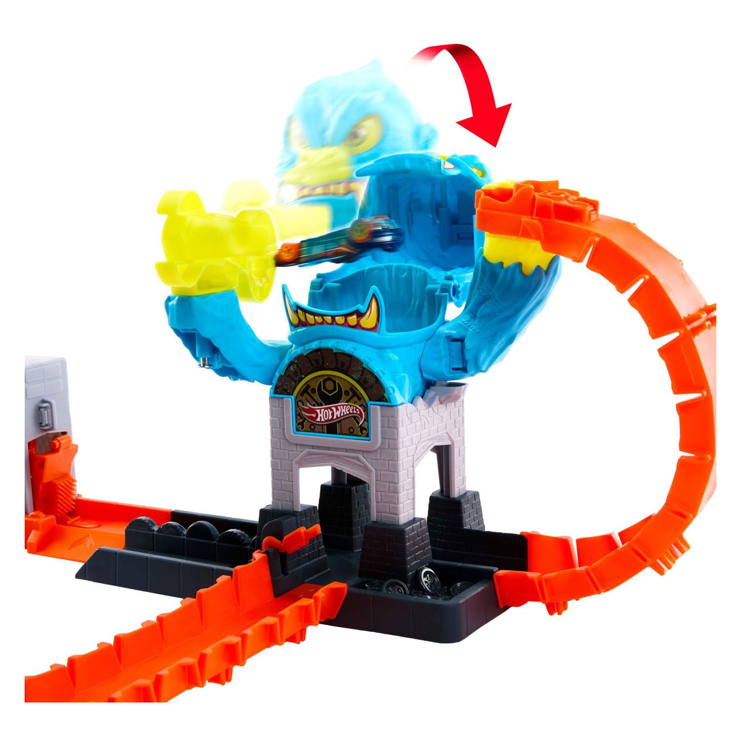Ensemble de jeu d'attaque de gorilles de la ville Hot Wheels et voiture jouet