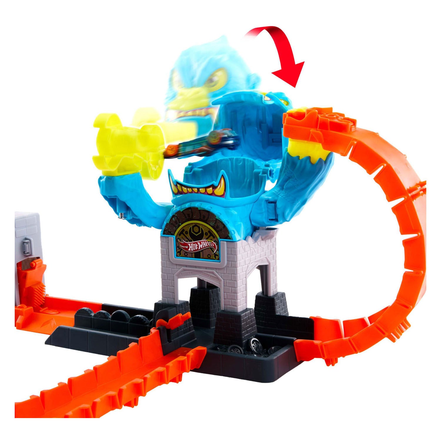 Ensemble de jeu d'attaque de gorilles de la ville Hot Wheels et voiture jouet
