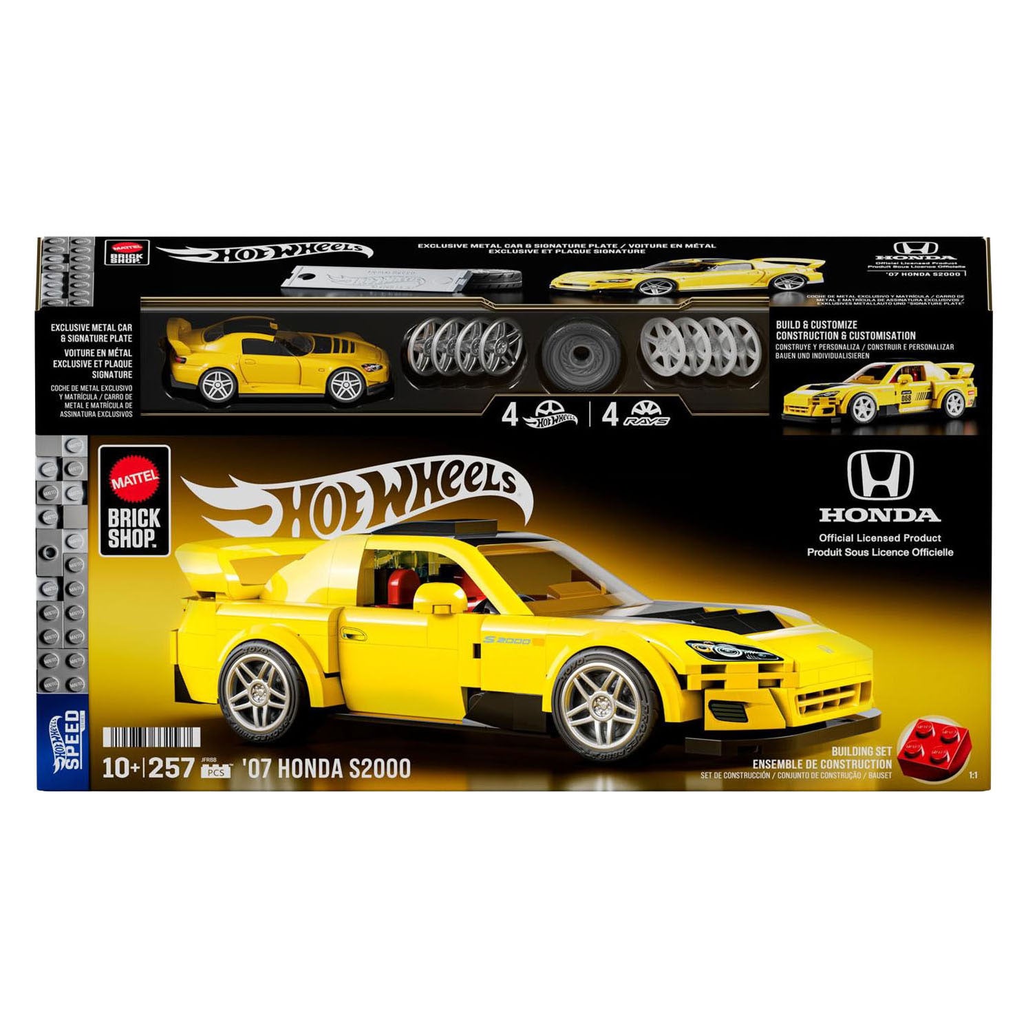 Hot Wheels Brick Shop Speed ​​​​Series 2007 Honda S2000 1:32 Ensemble de construction - 257 pièces.