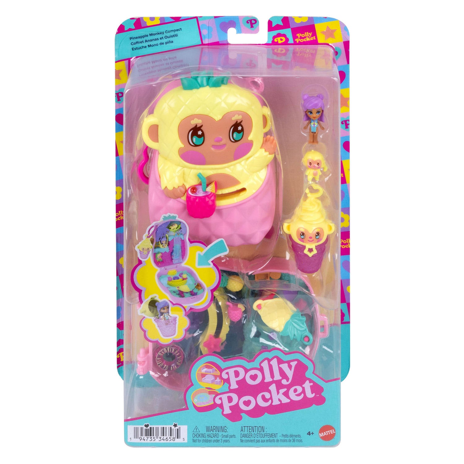 Ensemble de jeu compact singe ananas Polly Pocket