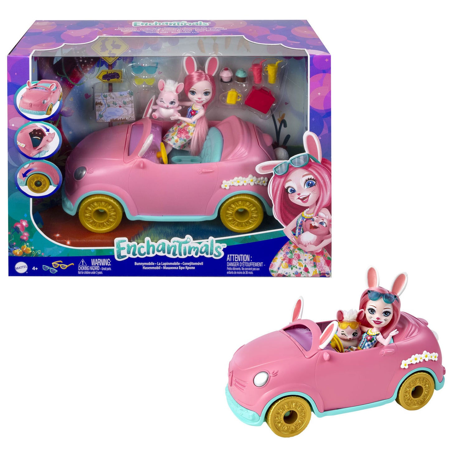 Mattel EnchantImals Lapin avec véhicule