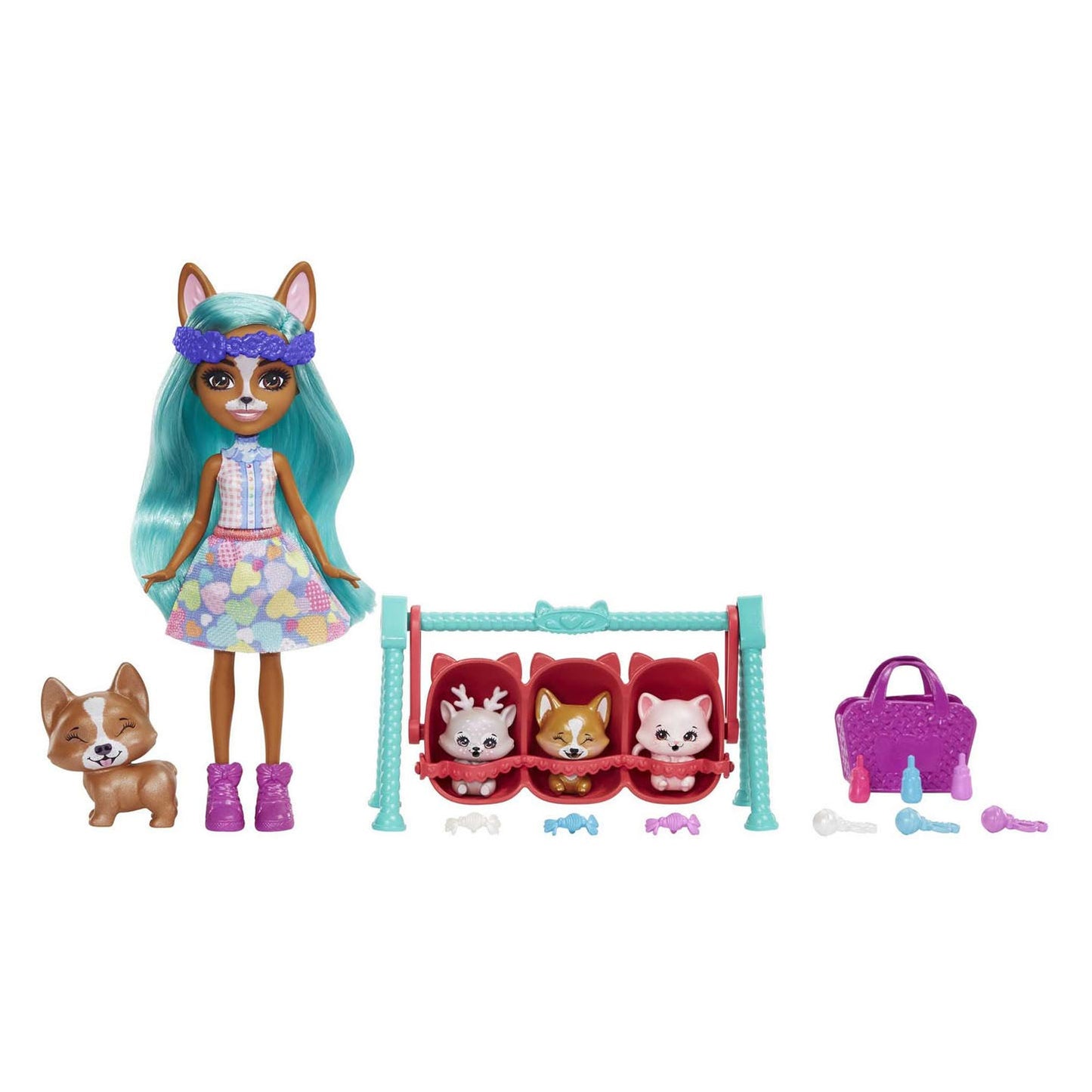 Mattel enchandimals bébé meilleurs amis pop crizia corgi and show