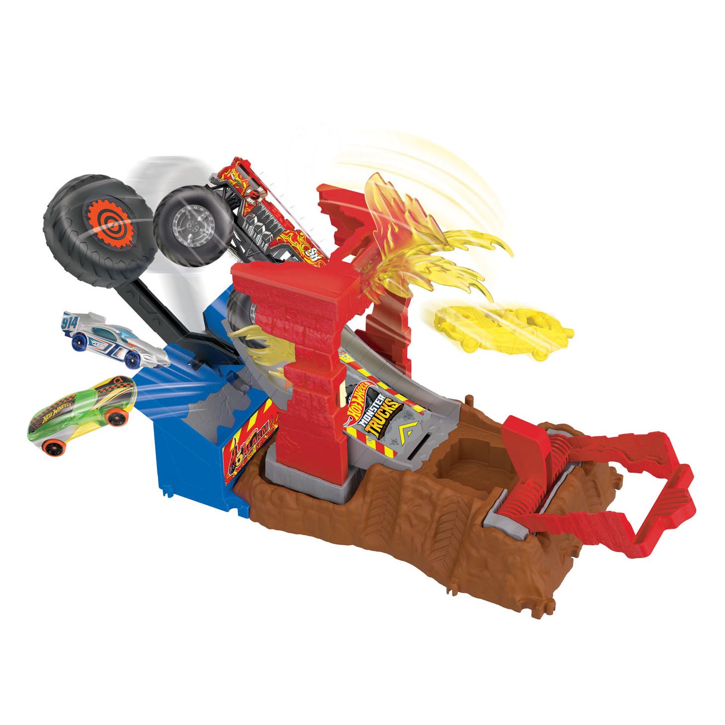 Hot Wheels Monster Trucks Arena Smash 5 Alarm Fire Crash Play Play