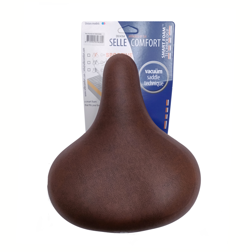 Selle Comfort Comfort Saddle rétro M sans mousse à mémoire de strop brun