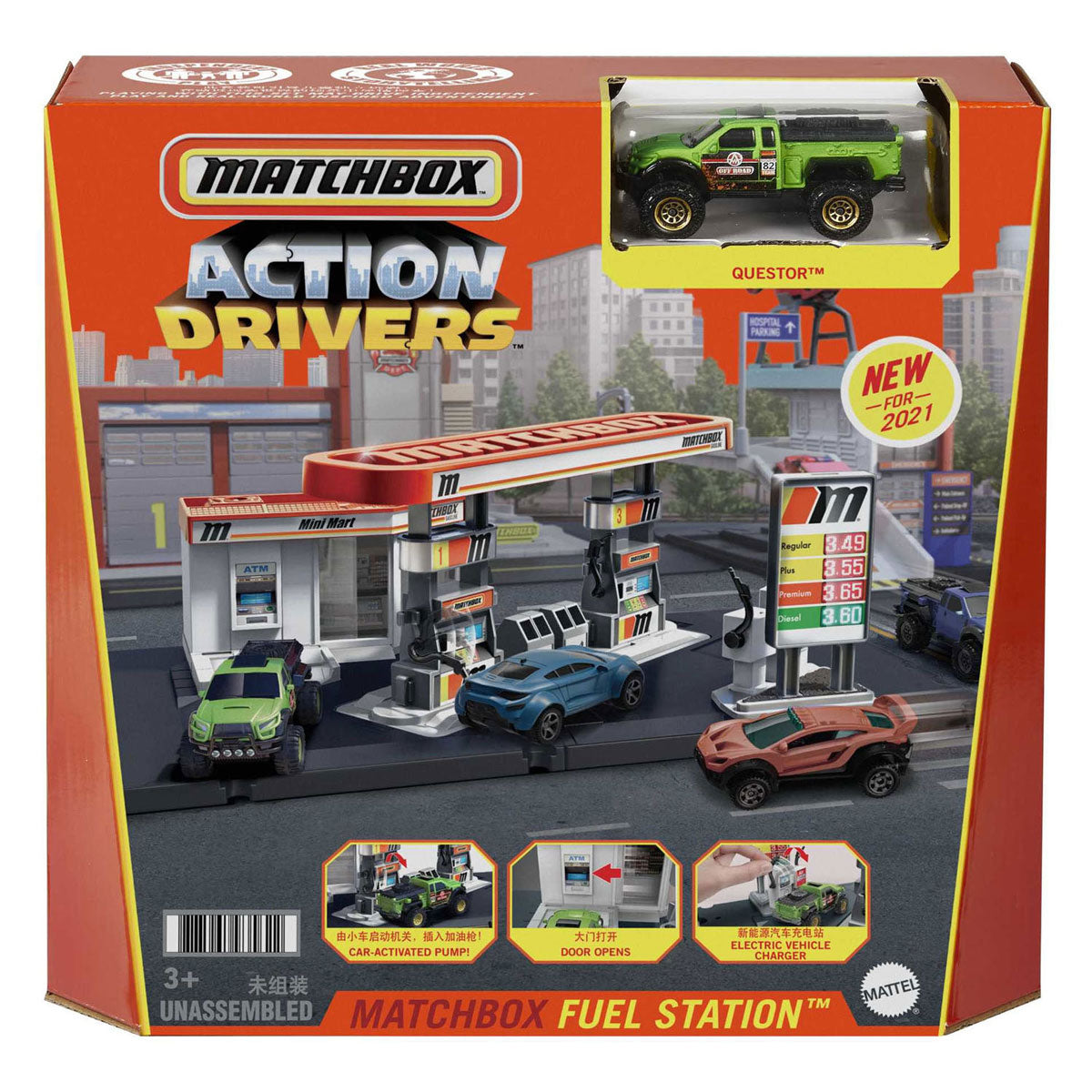Jeu de jeux de station-service du pilote d'action Mattel Mattebox