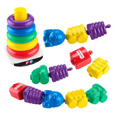 Tour d'empilage Fisher Price et perles à cliquer