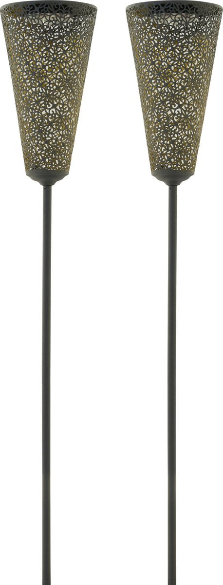 Luxform - 2x torche de jardin solaire - Leeds - LED - alimentée par l'énergie solaire - lot de 2 pièces