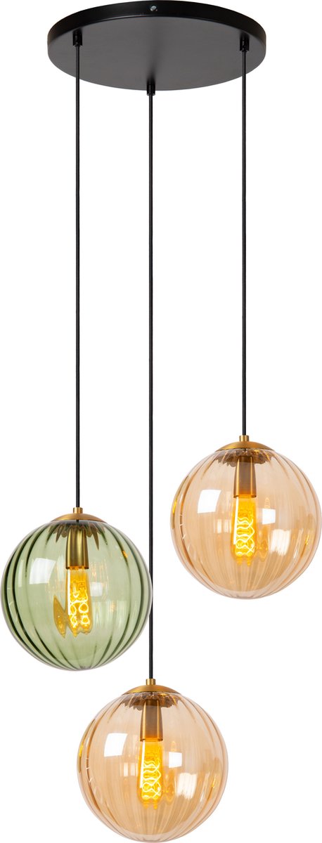Lucide monsaraz - lampe suspendue - ø 35 cm - 3xe27 - vert