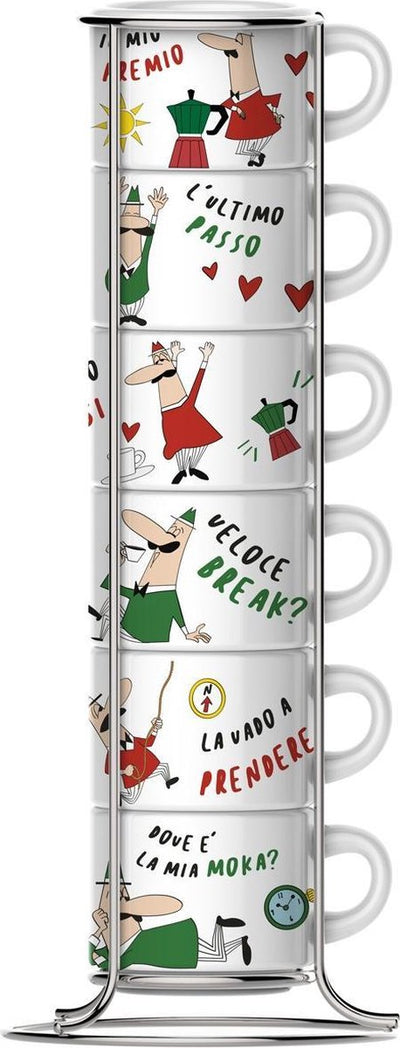 Bialetti impilabili italia tasses à expresso en rack 6 pièces