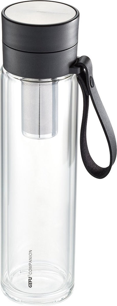Bouteille en verre Gefu à double paroi avec manchon et filtre à thé, 450 ml - | compagnon