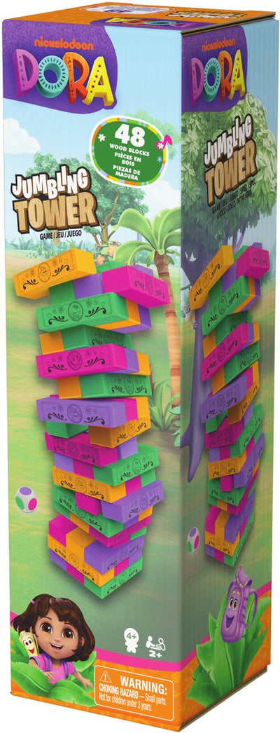 Spin master games - dora - jeu de tour jumbling - jeu d'empilage classique pour 2-4 joueurs - jeux d'action