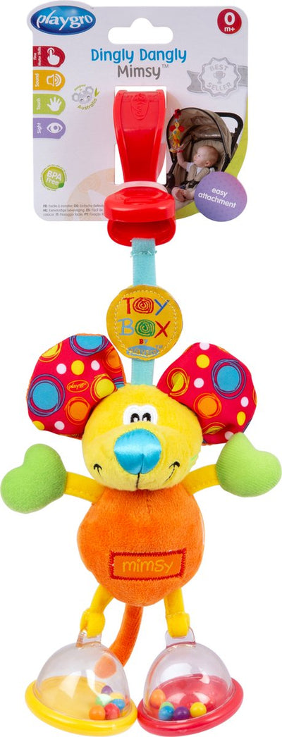 Jouet suspendu Playgro Mimsy la souris - jouet suspendu - jouet de landau - hochet - accessoire de landau - accessoire de poussette - jouet éducatif - peluche