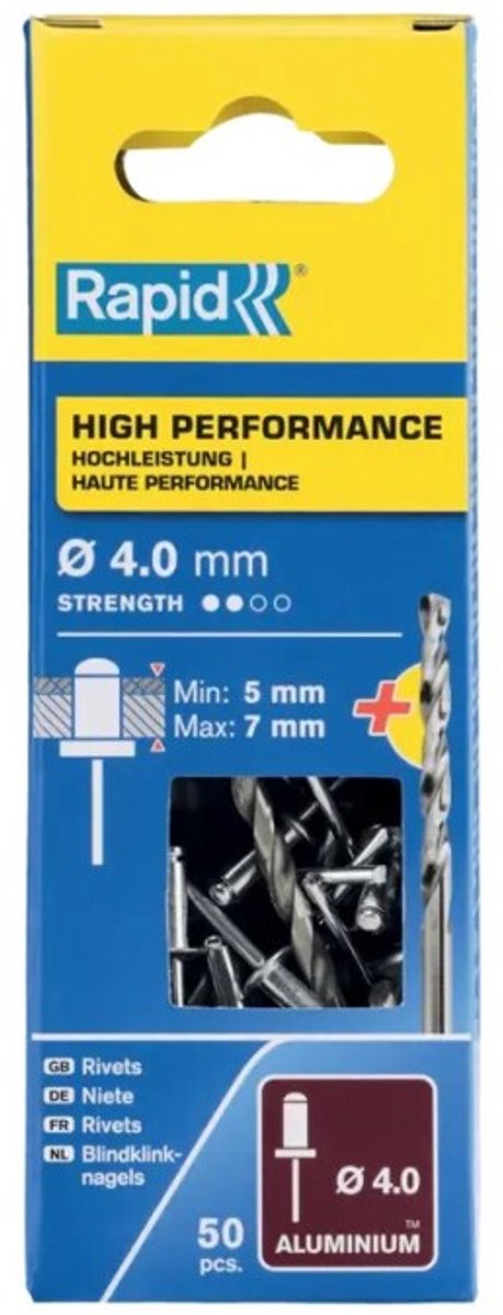 Rivets rapides 5001459 foret ø 4 x 10 mm aluminium (50 pièces)