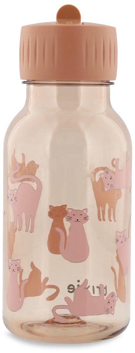 Gourde Trixie avec imprimé – chat charmant - gourde tritan™ pour enfants – 350 ml - gourde étanche - rose