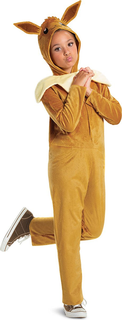 Déguisement Pokémon, combinaison classique Évoli avec capuche, taille s (4-6 ans)