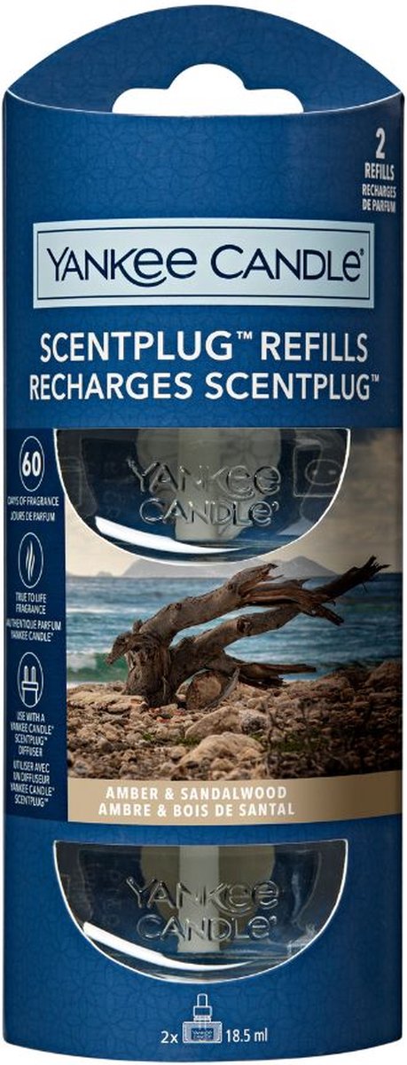 Bougie Yankee - ambre bois de santal - recharge diffuseur électrique - 2 pièces
