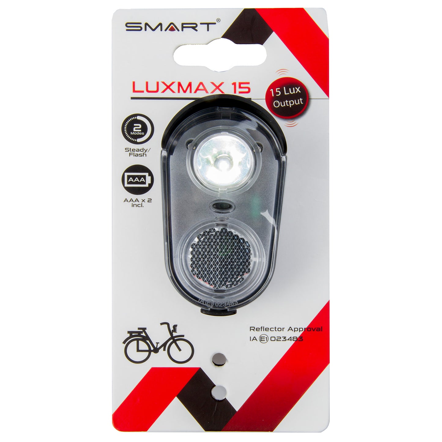 feu avant batterie 15 lux led noir